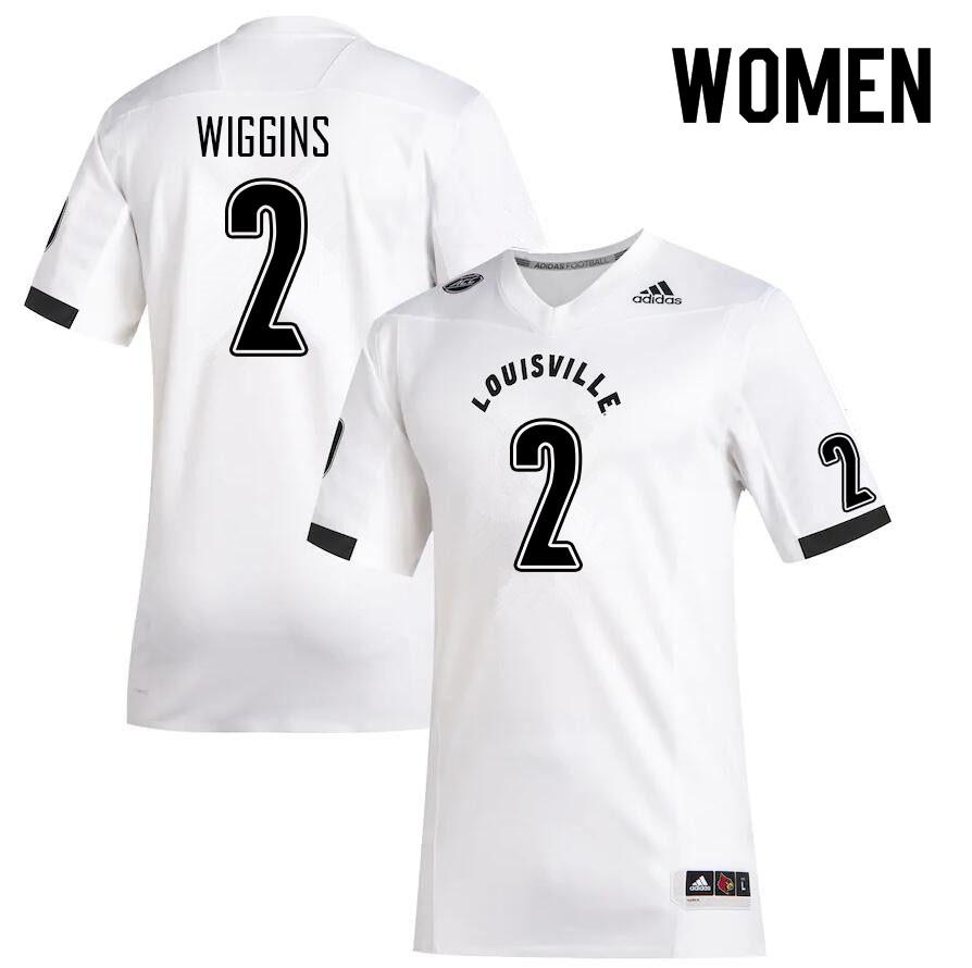 Women #2 Dee Wiggins Louisville Cardinals College Football Jerseys Sale-White - Click Image to Close